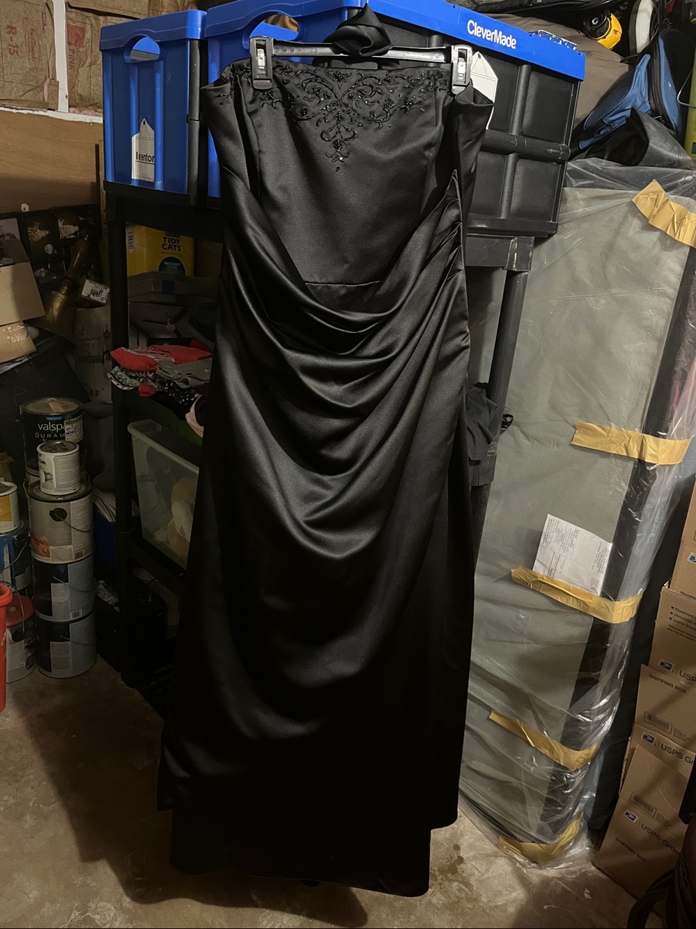 David's Bridal Black Draped Maxi Skirt